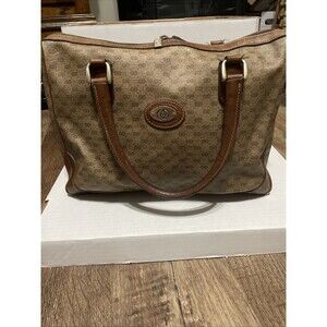 Vtg Gucci Micro GG Brown Top Handle Boston Style Satchel Read Flaws